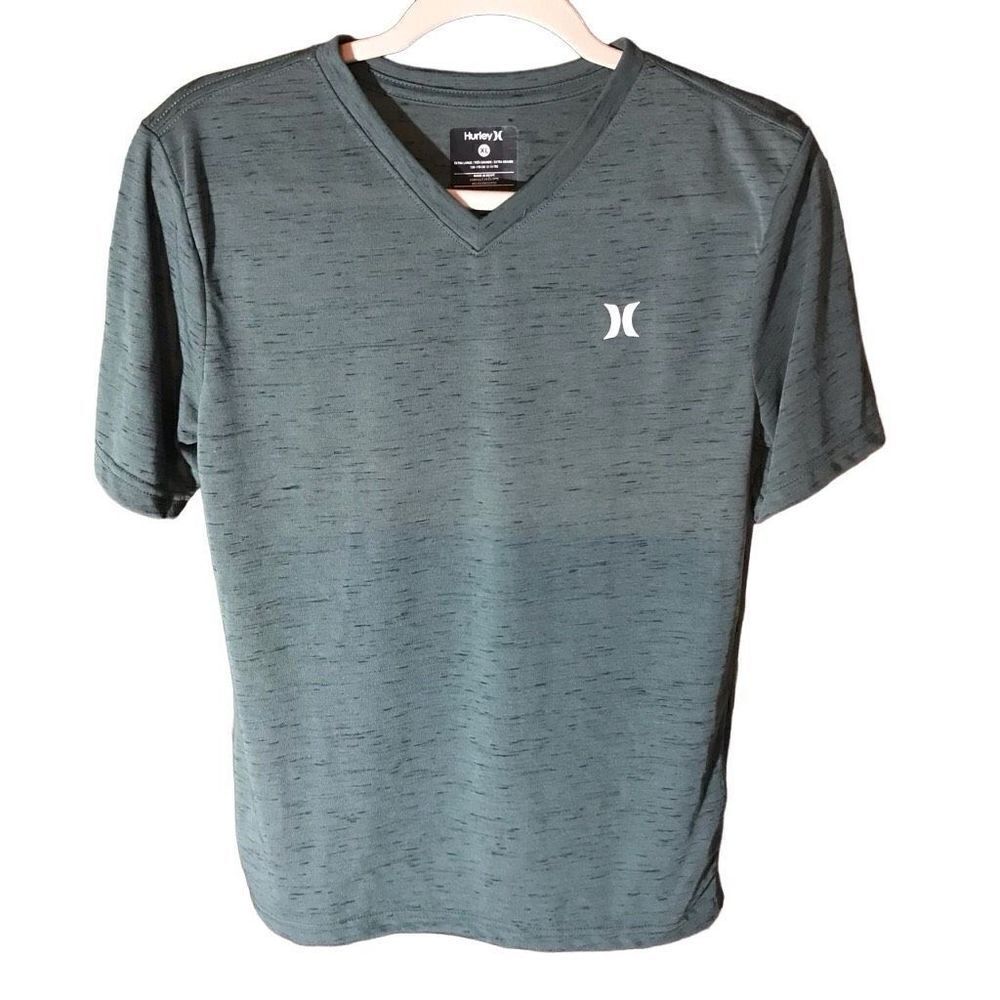 Hurley boys youth XL green V-neck short sleeve cloud slub T-shirt New NWT
